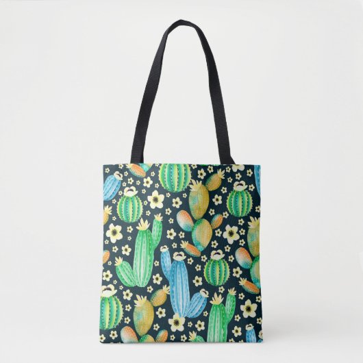  patroon met succulenten. Waterverf cactus Tote Bag (Voorkant)