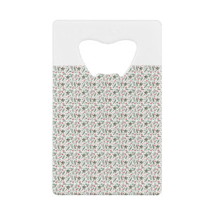 Patroon met takken en kerstbessen creditkaart flessenopener