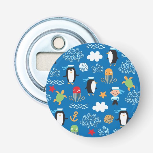 patroon met thema zee button flesopener (Voorkant)