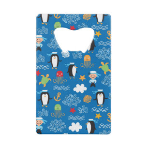 patroon met thema zee creditkaart flessenopener