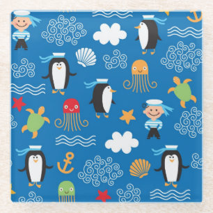 patroon met thema zee glazen onderzetter