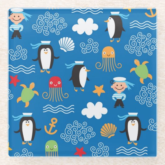 patroon met thema zee glazen onderzetter (Voorkant)