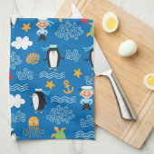 patroon met thema zee theedoek (Quarter Fold)