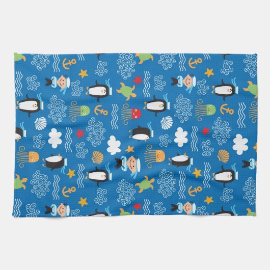 patroon met thema zee theedoek (Horizontaal)