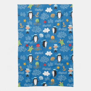 patroon met thema zee theedoek