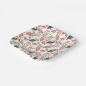 Patroon met tropische vogels papieren bordje (Gebogen)