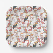 Patroon met tropische vogels papieren bordje (Voorkant)
