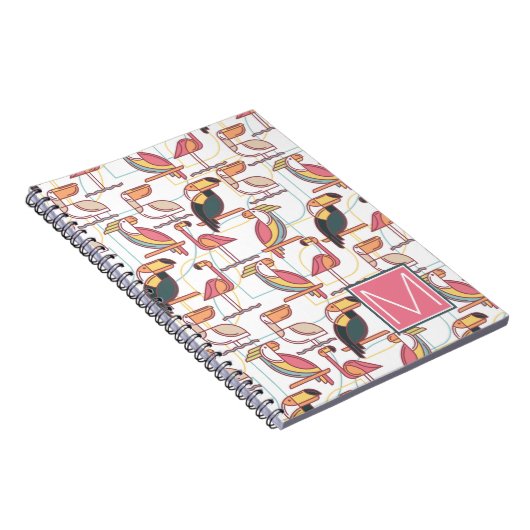Patroon met tropische vogels | Voeg je Initiaal to Notitieboek (Rechterzijde)
