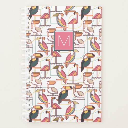 Patroon met tropische vogels | Voeg je Initiaal to Planner (Voorkant)