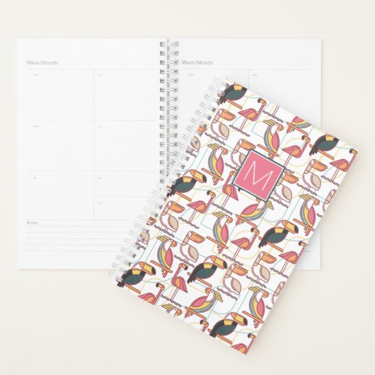Patroon met tropische vogels | Voeg je Initiaal to Planner (Display)