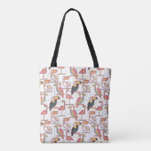 Patroon met tropische vogels | Voeg je Initiaal to Tote Bag (Achterkant)