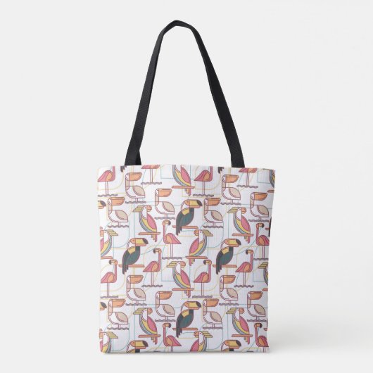 Patroon met tropische vogels | Voeg je Initiaal to Tote Bag (Achterkant)