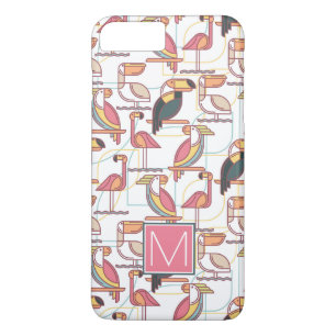 Patroon met tropische vogels   Voeg uw initiaal to Case-Mate iPhone Case