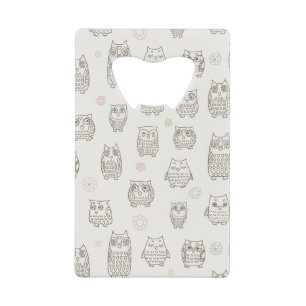 Patroon met uilen creditkaart flessenopener