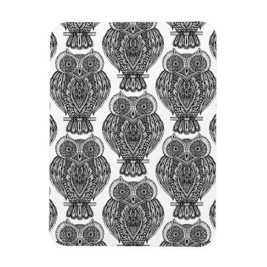 Patroon met uilen Doodle Magneet (Verticaal)