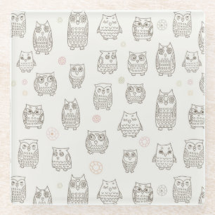 Patroon met uilen glazen onderzetter