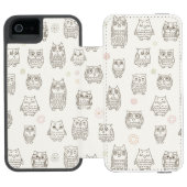 Patroon met uilen incipio iPhone portemonnee hoesje (Agenda Open)