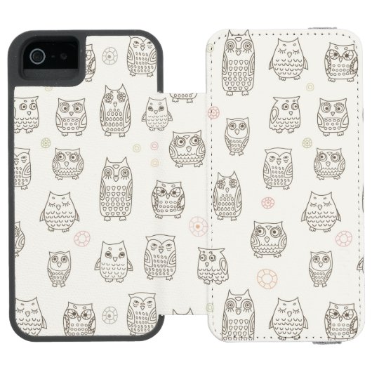 Patroon met uilen incipio iPhone portemonnee hoesje (Agenda Open)