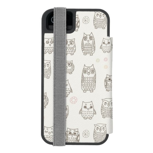 Patroon met uilen incipio iPhone portemonnee hoesje (Agenda Achterkant)