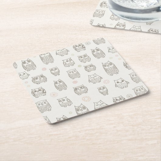 Patroon met uilen kartonnen onderzetters (Schuin)