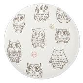 Patroon met uilen keramische knop (Voorkant)