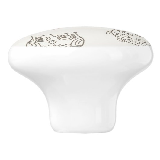 Patroon met uilen keramische knop (Zijkant)