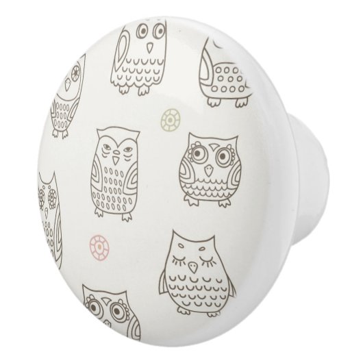 Patroon met uilen keramische knop (Rechts)