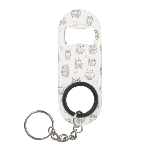 Patroon met uilen sleutelhanger flessenopener (Voorkant)