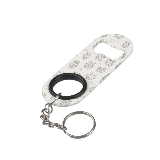 Patroon met uilen sleutelhanger flessenopener (Achterkant Gekanteld)