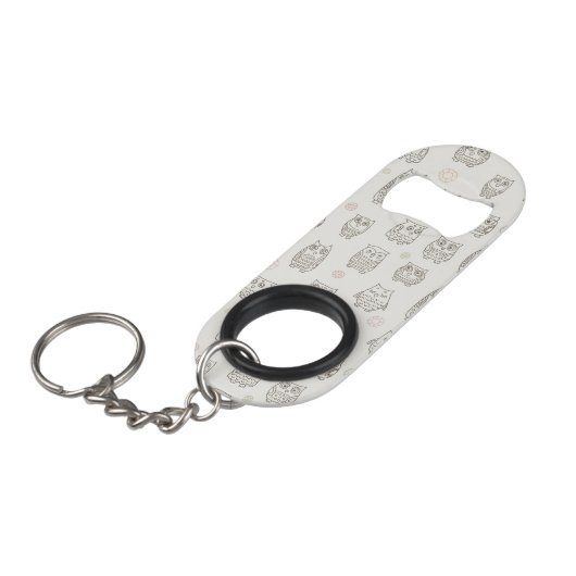 Patroon met uilen sleutelhanger flessenopener (Voorkant Gekanteld)
