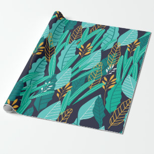Patroon met verschillende abstracte tropische blad cadeaupapier