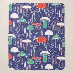 patroon met verschillende paddenstoelen. Autumn v Sherpa Deken
