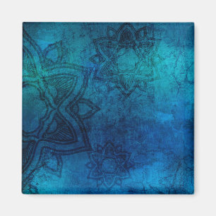 Patroon met vervormd blauw Mandala Magneet