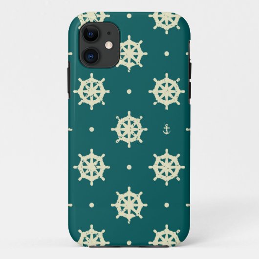 Patroon met vintage scheepswiel Case-Mate iPhone case (Achterkant)