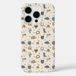 Patroon met vintage western-iconen iPhone 16 pro hoesje