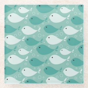 patroon met vis 2 glazen onderzetter