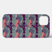 Patroon met vis en paarse golf Case-Mate iPhone case (Achterkant (horizontaal))