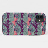 Patroon met vis en paarse golf Case-Mate iPhone case (Achterkant (horizontaal))