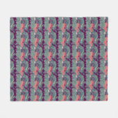 Patroon met vis en Paarse golven Fleece Deken (Voorkant (Horizontaal))