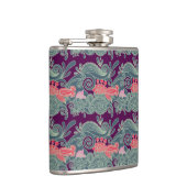 Patroon met vis en Paarse golven Heupfles (Rechts)