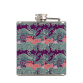 Patroon met vis en Paarse golven Heupfles (Achterkant)