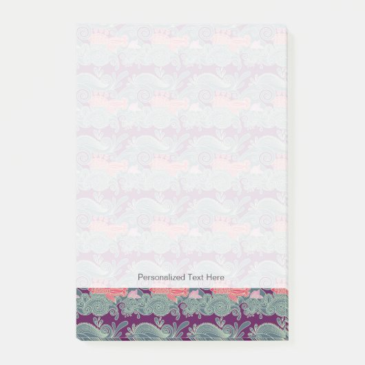 Patroon met vis en Paarse golven Post-it® Notes (Voorkant)