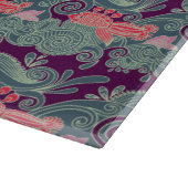 Patroon met vis en Paarse golven Snijplank (Hoek)