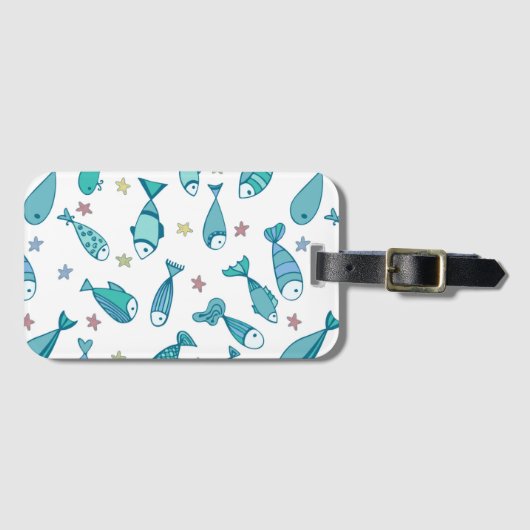 Patroon met vis en vis bagagelabel (Voorkant (horizontaal))