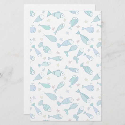 Patroon met vis en vis briefpapier (Voorkant / Achterkant)