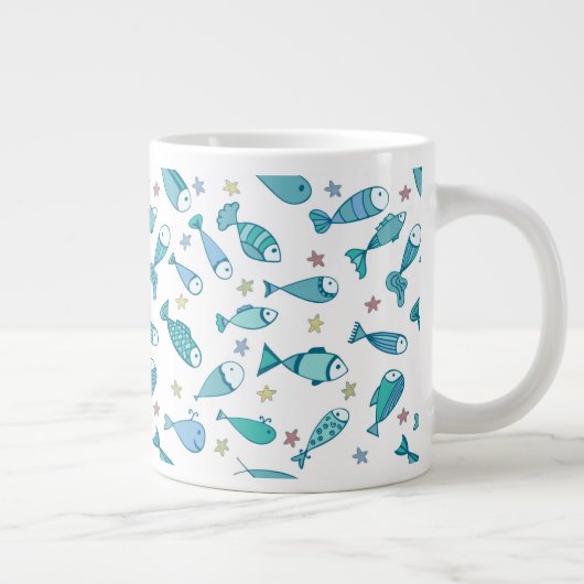 Patroon met vis en vis grote koffiekop (Rechts)