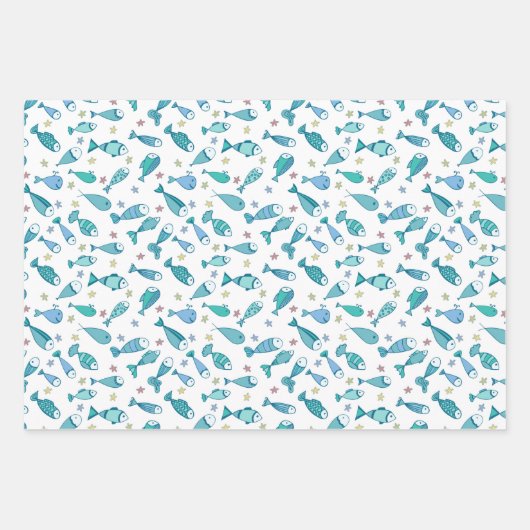Patroon met vis en vis inpakpapier vel (Voorkant 2)