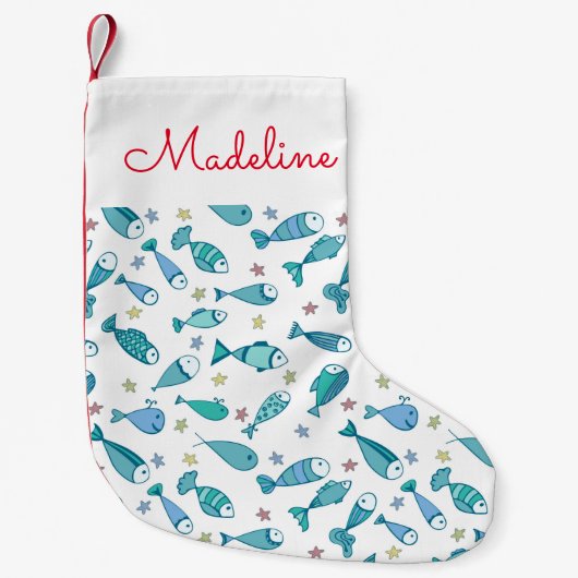 Patroon met vis en vis | Jouw namen toevoegen Kleine Kerstsok (Voorkant)