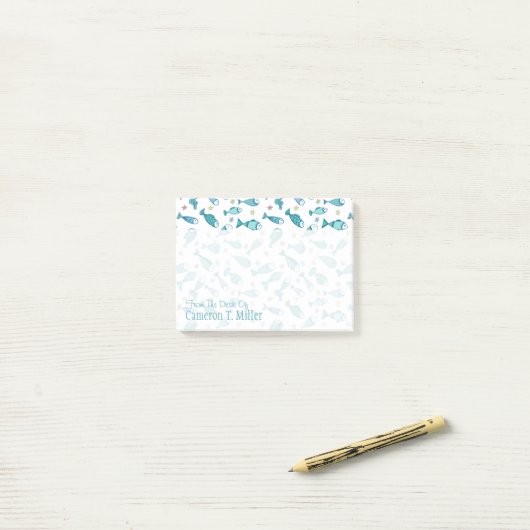 Patroon met vis en vis | Jouw namen toevoegen Post-it® Notes (Op bureau)