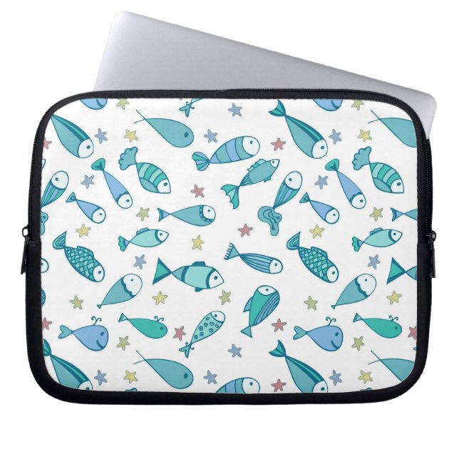 Patroon met vis en vis laptop sleeve (Voorkant)